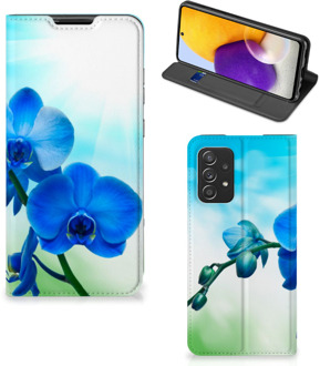 B2Ctelecom Stand Case met foto Samsung Galaxy A72 (5G/4G) Telefoonhoesje Orchidee Blauw