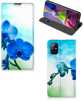 B2Ctelecom Stand Case met foto Samsung Galaxy M51 Telefoonhoesje Orchidee Blauw