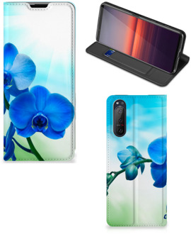 B2Ctelecom Stand Case met foto Sony Xperia 5 II Telefoonhoesje Orchidee Blauw