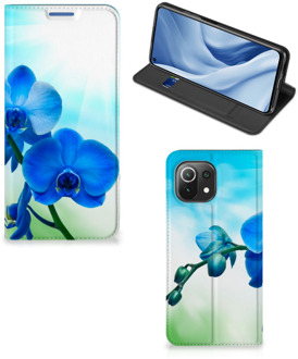 B2Ctelecom Stand Case met foto Xiaomi Mi 11 Lite Telefoonhoesje Orchidee Blauw