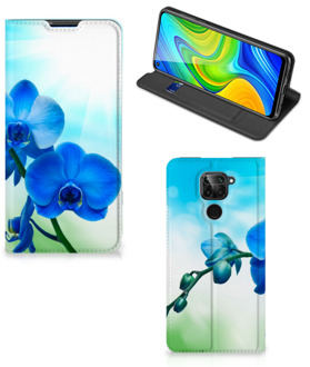 B2Ctelecom Stand Case met foto Xiaomi Redmi Note 9 Telefoonhoesje Orchidee Blauw