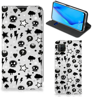 B2Ctelecom Stand Case met Pasjeshouder Huawei P40 Lite Telefoonhoesje Silver Punk