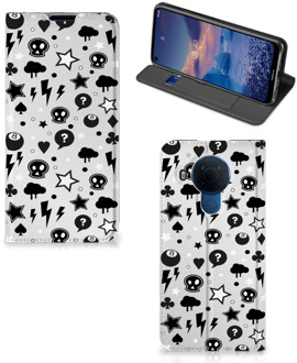 B2Ctelecom Stand Case met Pasjeshouder Nokia 5.4 Telefoonhoesje Silver Punk