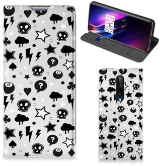 B2Ctelecom Stand Case met Pasjeshouder OnePlus 8 Telefoonhoesje Silver Punk