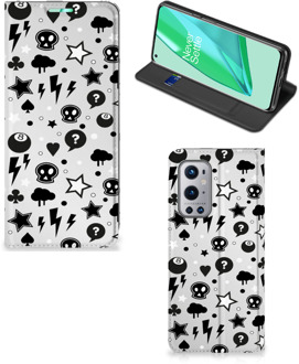 B2Ctelecom Stand Case met Pasjeshouder OnePlus 9 Pro Telefoonhoesje Silver Punk