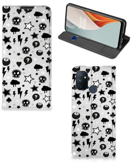 B2Ctelecom Stand Case met Pasjeshouder OnePlus Nord N100 Telefoonhoesje Silver Punk