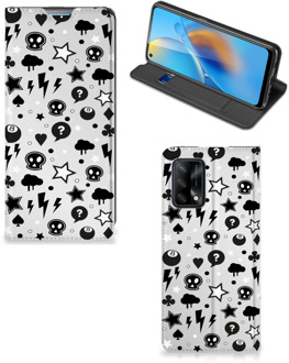 B2Ctelecom Stand Case met Pasjeshouder OPPO A74 4G Telefoonhoesje Silver Punk