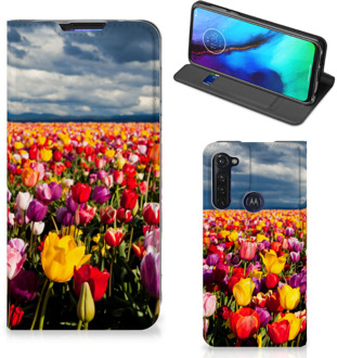 B2Ctelecom Stand Case Moederdag Cadeau Motorola Moto G Pro Telefoonhoesje met foto Tulpen