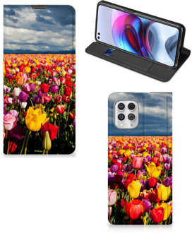 B2Ctelecom Stand Case Moederdag Cadeau Motorola Moto G100 Telefoonhoesje met foto Tulpen