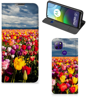 B2Ctelecom Stand Case Moederdag Cadeau Motorola Moto G9 Power Telefoonhoesje met foto Tulpen