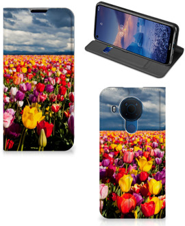 B2Ctelecom Stand Case Moederdag Cadeau Nokia 5.4 Telefoonhoesje met foto Tulpen