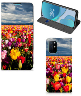 B2Ctelecom Stand Case Moederdag Cadeau OnePlus 8T Telefoonhoesje met foto Tulpen