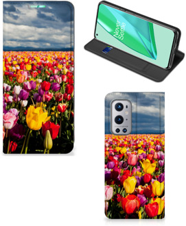 B2Ctelecom Stand Case Moederdag Cadeau OnePlus 9 Pro Telefoonhoesje met foto Tulpen