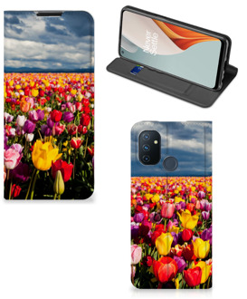 B2Ctelecom Stand Case Moederdag Cadeau OnePlus Nord N100 Telefoonhoesje met foto Tulpen