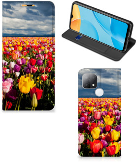 B2Ctelecom Stand Case Moederdag Cadeau OPPO A15 Telefoonhoesje met foto Tulpen