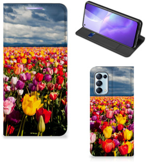 B2Ctelecom Stand Case Moederdag Cadeau OPPO Find X3 Lite Telefoonhoesje met foto Tulpen