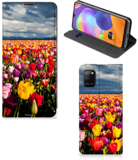 B2Ctelecom Stand Case Moederdag Cadeau Samsung Galaxy A31 Telefoonhoesje met foto Tulpen