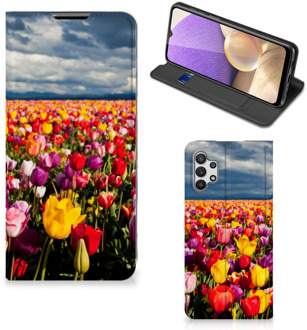 B2Ctelecom Stand Case Moederdag Cadeau Samsung Galaxy A32 5G Telefoonhoesje met foto Tulpen