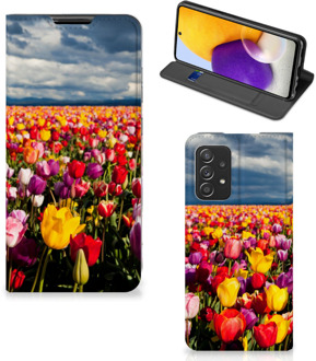 B2Ctelecom Stand Case Moederdag Cadeau Samsung Galaxy A72 (5G/4G) Telefoonhoesje met foto Tulpen