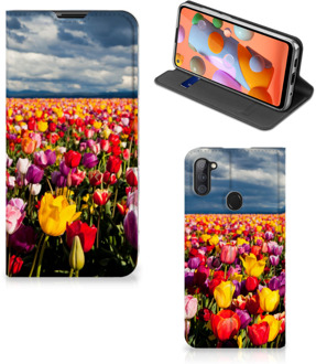 B2Ctelecom Stand Case Moederdag Cadeau Samsung Galaxy M11 | A11 Telefoonhoesje met foto Tulpen