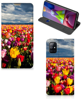 B2Ctelecom Stand Case Moederdag Cadeau Samsung Galaxy M51 Telefoonhoesje met foto Tulpen