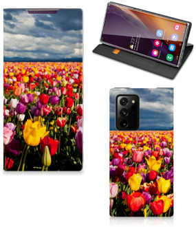 B2Ctelecom Stand Case Moederdag Cadeau Samsung Galaxy Note 20 Ultra Telefoonhoesje met foto Tulpen