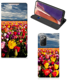 B2Ctelecom Stand Case Moederdag Cadeau Samsung Galaxy Note20 Telefoonhoesje met foto Tulpen