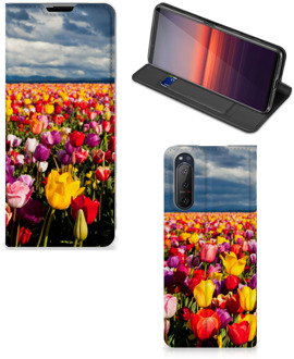 B2Ctelecom Stand Case Moederdag Cadeau Sony Xperia 5 II Telefoonhoesje met foto Tulpen