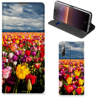 B2Ctelecom Stand Case Moederdag Cadeau Sony Xperia L4 Telefoonhoesje met foto Tulpen