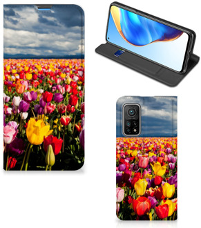 B2Ctelecom Stand Case Moederdag Cadeau Xiaomi Mi 10T | 10T Pro Telefoonhoesje met foto Tulpen