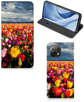 B2Ctelecom Stand Case Moederdag Cadeau Xiaomi Mi 11 Lite Telefoonhoesje met foto Tulpen