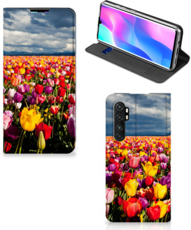 B2Ctelecom Stand Case Moederdag Cadeau Xiaomi Mi Note 10 Lite Telefoonhoesje met foto Tulpen