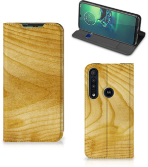 B2Ctelecom Stand Case Motorola G8 Plus Smart Cover Licht Hout