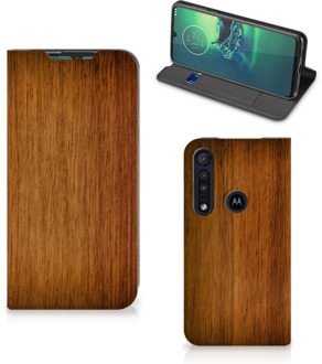 B2Ctelecom Stand Case Motorola G8 Plus Telefoonhoesje Donker Hout