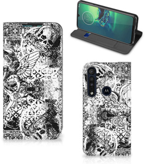 B2Ctelecom Stand Case Motorola G8 Plus Telefoonhoesje Skulls Angel