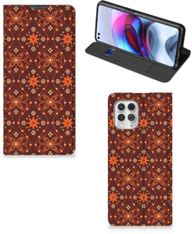 B2Ctelecom Stand Case Motorola Moto G100 Telefoonhoesje Batik Brown