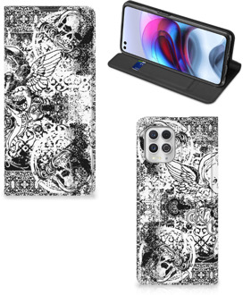 B2Ctelecom Stand Case Motorola Moto G100 Telefoonhoesje Skulls Angel