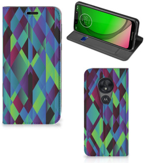 B2Ctelecom Stand Case Motorola Moto G7 Play Abstract Green Blue