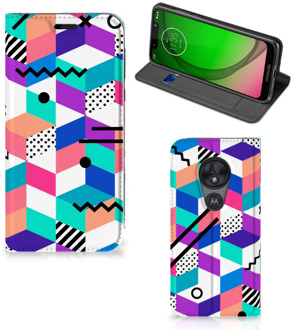 B2Ctelecom Stand Case Motorola Moto G7 Play Kleurrijk Blokken