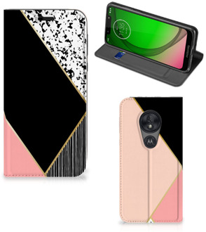 B2Ctelecom Stand Case Motorola Moto G7 Play Zwart Roze Vormen