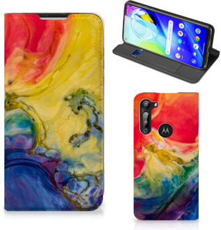 B2Ctelecom Stand Case Motorola Moto G8 Power Smart Cover Watercolor Dark