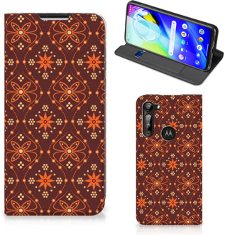 B2Ctelecom Stand Case Motorola Moto G8 Power Telefoonhoesje Batik Brown