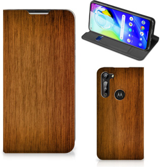 B2Ctelecom Stand Case Motorola Moto G8 Power Telefoonhoesje Donker Hout