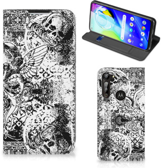 B2Ctelecom Stand Case Motorola Moto G8 Power Telefoonhoesje Skulls Angel