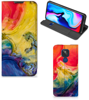 B2Ctelecom Stand Case Motorola Moto G9 Play Smart Cover Watercolor Dark