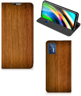 B2Ctelecom Stand Case Motorola Moto G9 Plus Telefoonhoesje Donker Hout