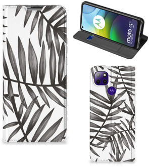 B2Ctelecom Stand Case Motorola Moto G9 Power Hoesje met Tekst Leaves Grey