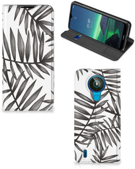 B2Ctelecom Stand Case Nokia 1.4 Hoesje met Tekst Leaves Grey