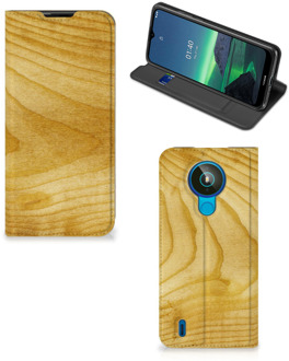 B2Ctelecom Stand Case Nokia 1.4 Smart Cover Licht Hout