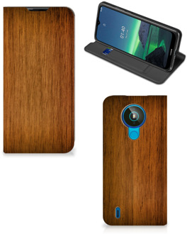 B2Ctelecom Stand Case Nokia 1.4 Telefoonhoesje Donker Hout